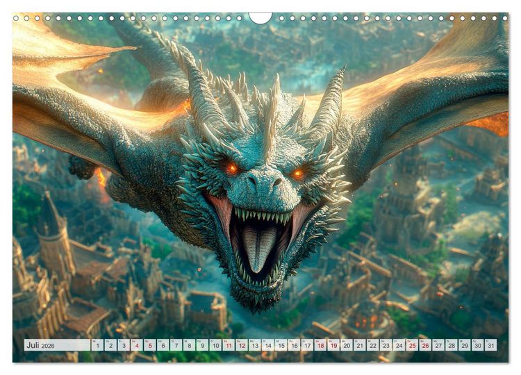Produktbild: M&Auml;CHTIGE DRACHEN Mystische Wesen (Wandkalender 2026 DIN A3 quer), CALVENDO Monatskalender