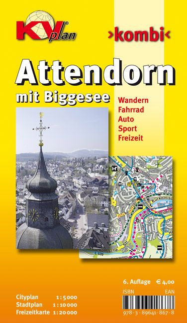 Produktbild: Attendorn mit Biggesee, KVplan, Wanderkarte/Radkarte/Stadtplan, 1:20.000 / 1:10.000 / 1:5.000
