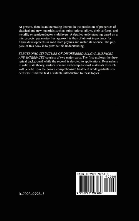 Produktbild: Electronic Structure of Disordered Alloys, Surfaces and Interfaces