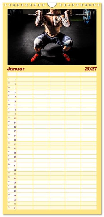 Produktbild: Familienplaner 2027 - Kraftsport mit 5 Spalten (Wandkalender, 21 x 45 cm) CALVENDO