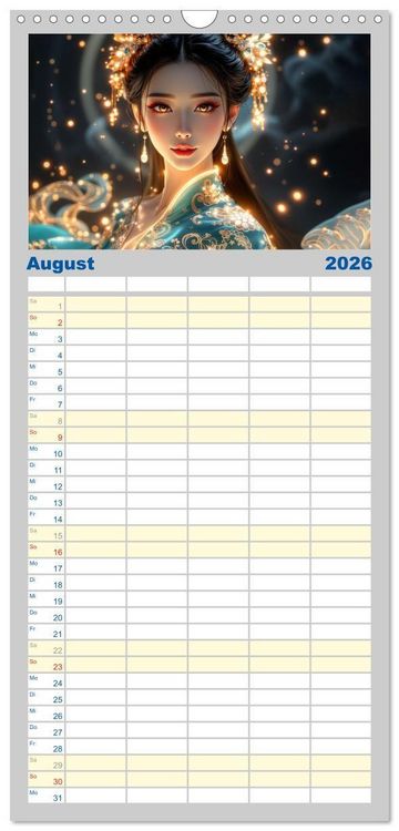 Produktbild: Familienplaner 2026 - Fantasie Asia-Girls mit 5 Spalten (Wandkalender, 21 x 45 cm) CALVENDO