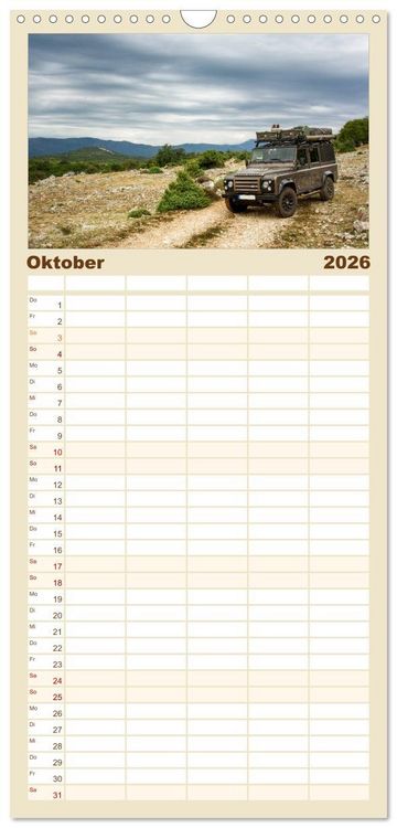 Produktbild: Familienplaner 2026 - Mit dem 4x4 durch Europa mit 5 Spalten (Wandkalender, 21 x 45 cm) CALVENDO
