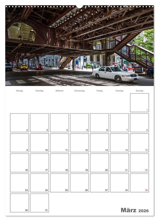 Produktbild: CHICAGO Terminplaner (hochwertiger Premium Wandkalender 2026 DIN A2 hoch), Kunstdruck in Hochglanz