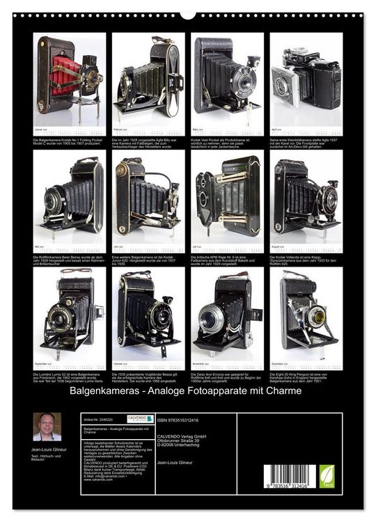 Produktbild: Balgenkameras - Analoge Fotoapparate mit Charme (hochwertiger Premium Wandkalender 2026 DIN A2 hoch), Kunstdruck in Hochglanz