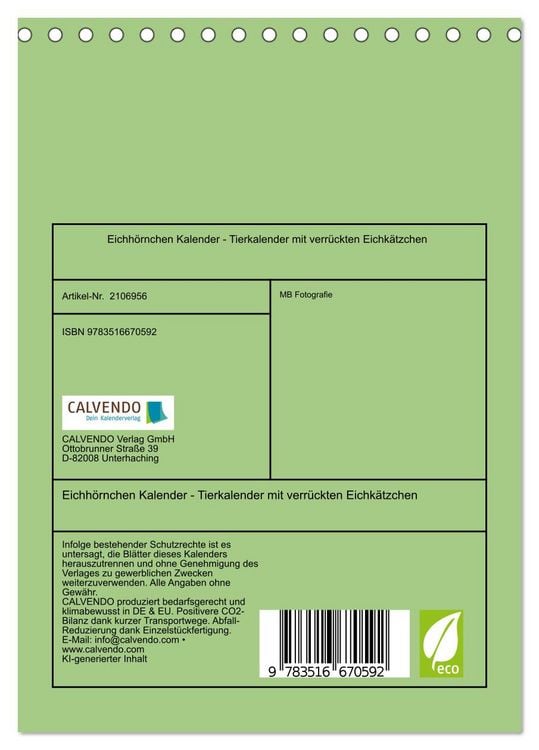 Produktbild: Eichh&ouml;rnchen Kalender - Tierkalender mit verr&uuml;ckten Eichk&auml;tzchen (Tischkalender 2026 DIN A5 hoch), CALVENDO Monatskalender