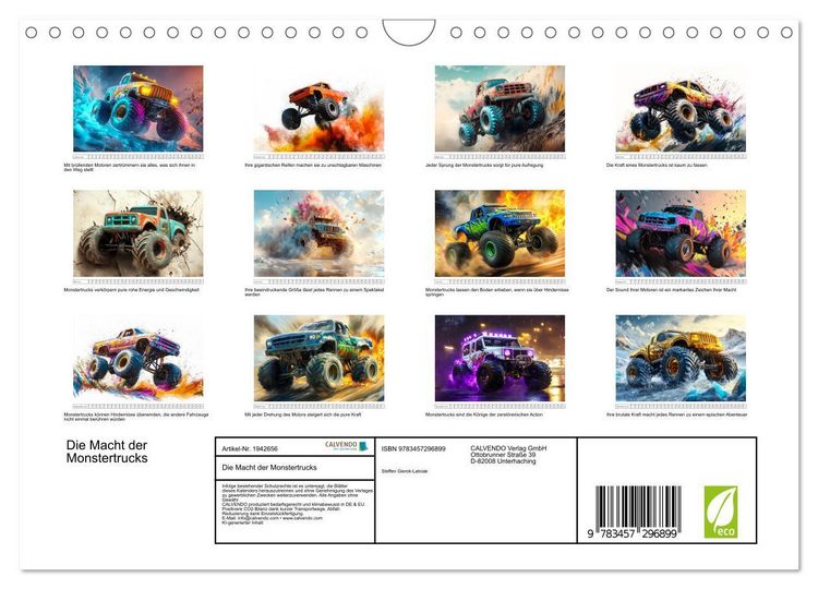 Produktbild: Die Macht der Monstertrucks (Wandkalender 2026 DIN A4 quer), CALVENDO Monatskalender