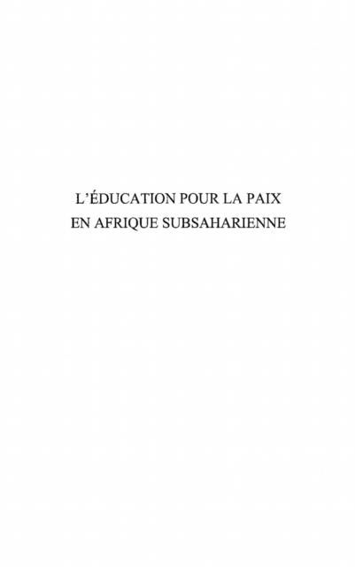 Produktbild: L'education pour la paix en Afrique subsaharienne