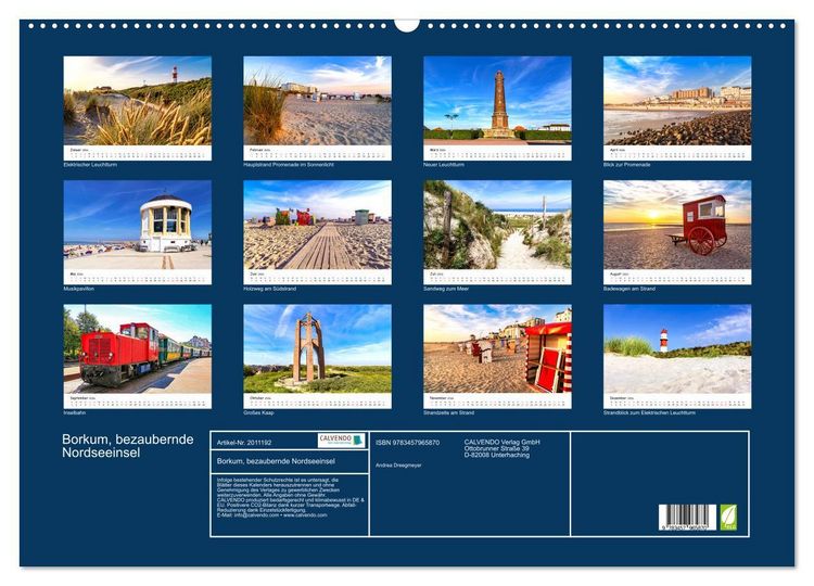 Produktbild: Borkum, bezaubernde Nordseeinsel (Wandkalender 2026 DIN A2 quer), CALVENDO Monatskalender