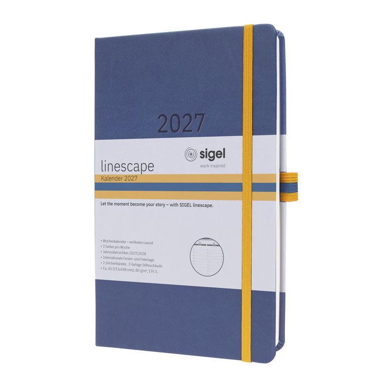 Produktbild: SIGEL L2706 Wochenkalender Linescape 2027, ca. A5, , blau, gelb