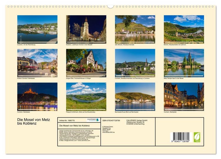 Produktbild: Die Mosel von Metz bis Koblenz (hochwertiger Premium Wandkalender 2026 DIN A2 quer), Kunstdruck in Hochglanz