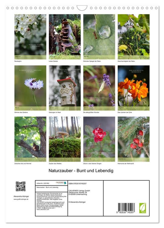 Produktbild: Naturzauber - Bunt und Lebendig (Wandkalender 2026 DIN A3 hoch), CALVENDO Monatskalender