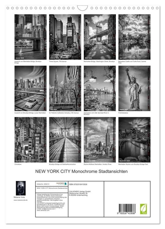 Produktbild: NEW YORK CITY Monochrome Stadtansichten (Wandkalender 2026 DIN A3 hoch), CALVENDO Monatskalender
