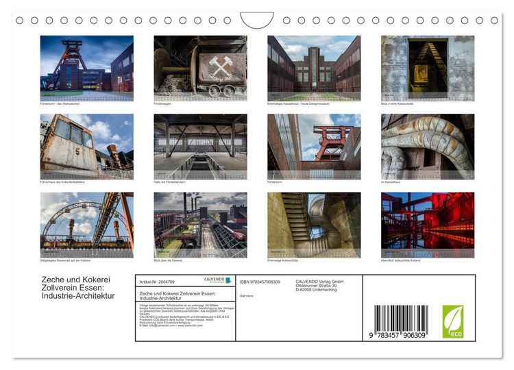 Produktbild: Zeche und Kokerei Zollverein Essen: Industrie-Architektur (Wandkalender 2026 DIN A4 quer), CALVENDO Monatskalender