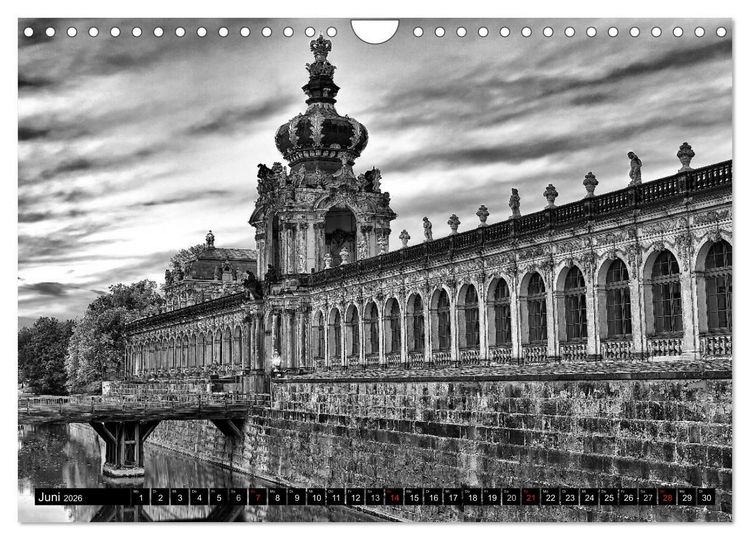 Produktbild: Dresden Faszination Schwarz Weiss (Wandkalender 2026 DIN A4 quer), CALVENDO Monatskalender