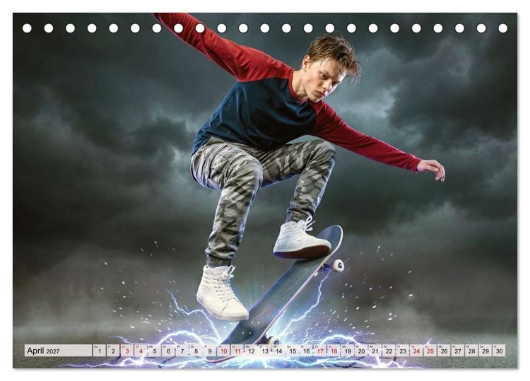 Produktbild: Dimensionen des Skateboarding (Tischkalender 2027 DIN A5 quer), CALVENDO Monatskalender