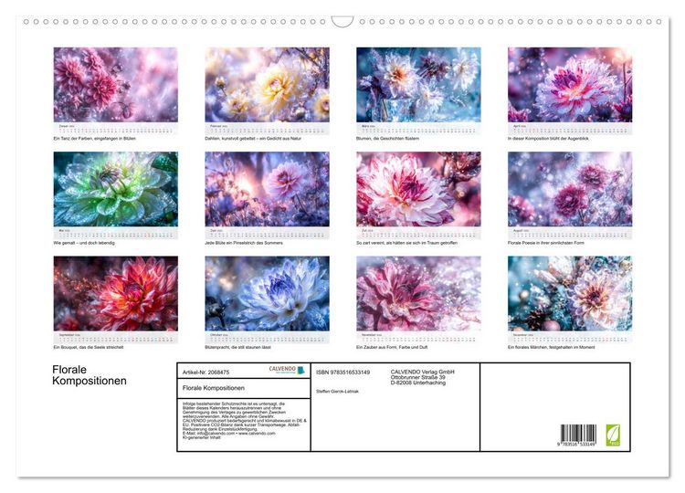 Produktbild: Florale Kompositionen (Wandkalender 2026 DIN A2 quer), CALVENDO Monatskalender