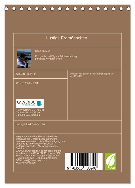 Produktbild: Lustige Erdm&auml;nnchen (Tischkalender 2026 DIN A5 hoch), CALVENDO Monatskalender