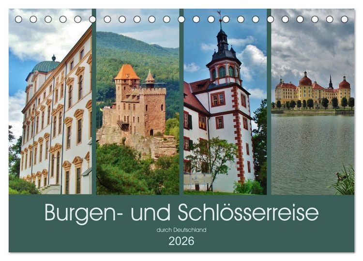 Produktbild: Burgen- und Schl&ouml;sserreise durch Deutschland (Tischkalender 2026 DIN A5 quer), CALVENDO Monatskalender