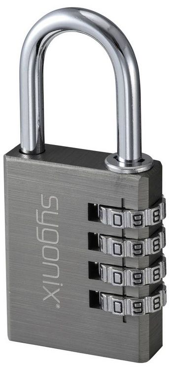 Produktbild: Sygonix SY-6932350 Vorh&auml;ngeschloss 40mm 4-Digit Titanium Grey Zahlenschloss
