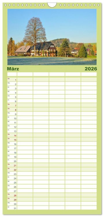 Produktbild: Familienplaner 2026 - Umgebindeh&auml;user in der Oberlausitz mit 5 Spalten (Wandkalender, 21 x 45 cm) CALVENDO