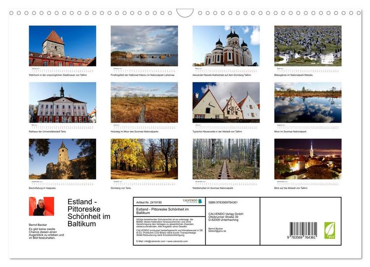 Produktbild: Estland - Pittoreske Sch&ouml;nheit im Baltikum (Wandkalender 2027 DIN A3 quer), CALVENDO Monatskalender