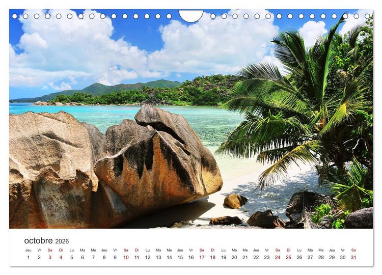 Produktbild: Plages de r&ecirc;ve Seychelles (Calendrier mural 2026 DIN A4 vertical), CALVENDO calendrier mensuel