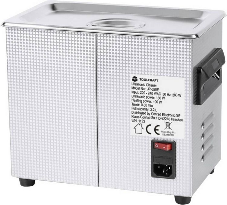 Produktbild: TOOLCRAFT USC-320 Ultraschallreiniger Schmuck, B&uuml;robedarf, Werkstatt 280 W 3.2 l mit Heizung, mit Reinigungskorb