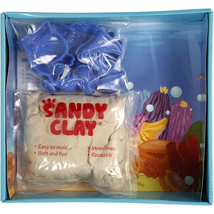 Produktbild: Creativ Company Sandy Clay, Wasserwelt, Natur, 1 Set, 10 F&ouml;rmchen + 600g Sand
