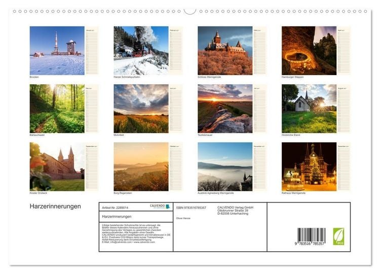 Produktbild: Harzerinnerungen (hochwertiger Premium Wandkalender 2027 DIN A2 quer), Kunstdruck in Hochglanz