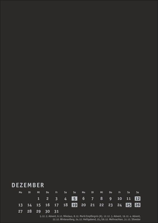 Produktbild: Premium-Bastelkalender schwarz A4 2027