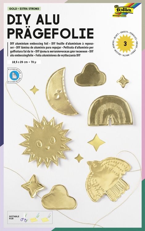 Produktbild: Folia Pr&auml;gefolienmappe 70, 18,5x29cm, 3 Blatt, gold