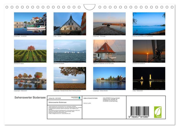 Produktbild: Sehenswerter Bodensee (Wandkalender 2026 DIN A4 quer), CALVENDO Monatskalender