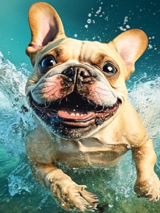 Produktbild: CALVENDO Puzzle Franz&ouml;sische Bulldogge im Wasser | 1000 Teile Lege-Gr&ouml;&szlig;e 64x48cm Foto-Puzzle f&uuml;r gl&uuml;ckliche Stunden