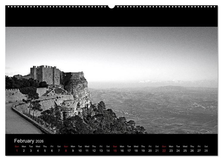 Produktbild: Black and White Sicily (High Quality Premium Wall Calendar 2026 DIN A2 landscape),CALVENDO 12 Month Wall Calendar