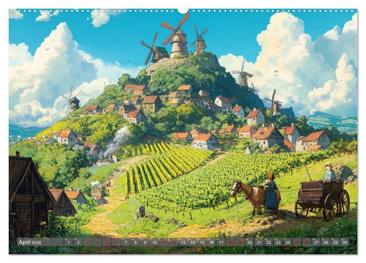 Produktbild: Spaziergang durch Anime Welten (Wandkalender 2026 DIN A2 quer), CALVENDO Monatskalender