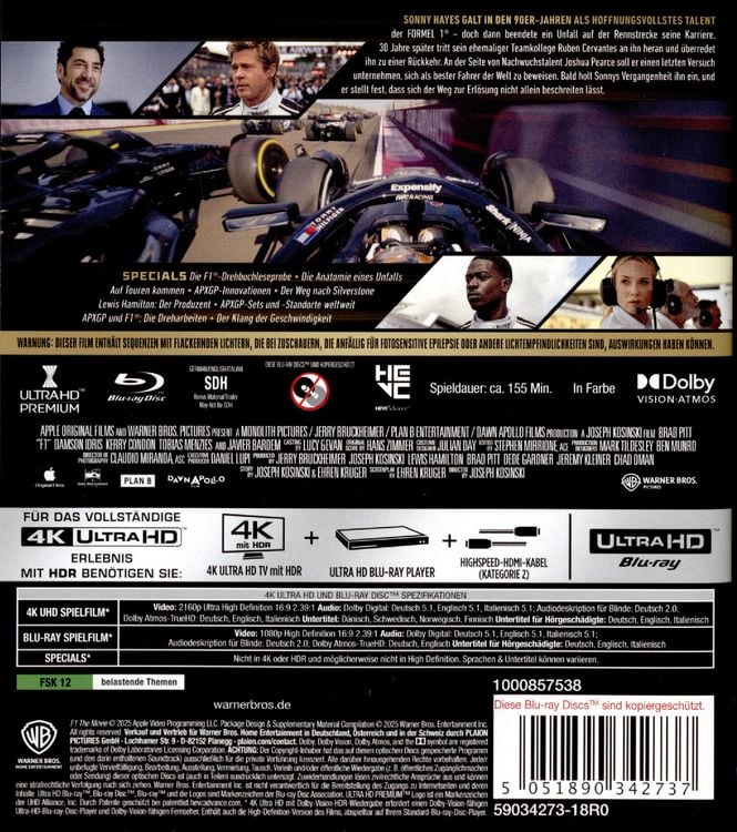 Produktbild: F1 (4K Ultra HD) (+ Blu-ray)