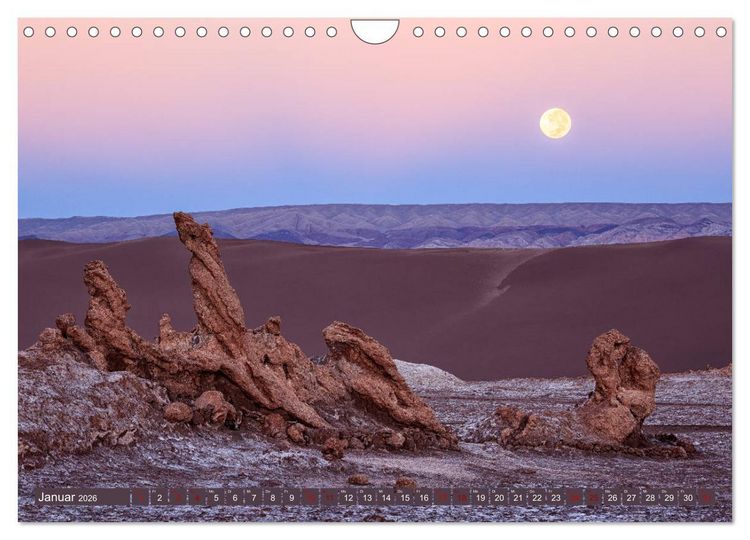 Produktbild: Atacama: Karge W&uuml;ste, m&auml;chtige Vulkane und farbenpr&auml;chtige Lagunen (Wandkalender 2026 DIN A4 quer), CALVENDO Monatskalender
