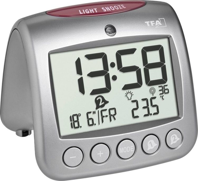 Produktbild: TFA Dostmann 60.2559.54 Funk Wecker Grau Alarmzeiten 2 2 Timerzeiten