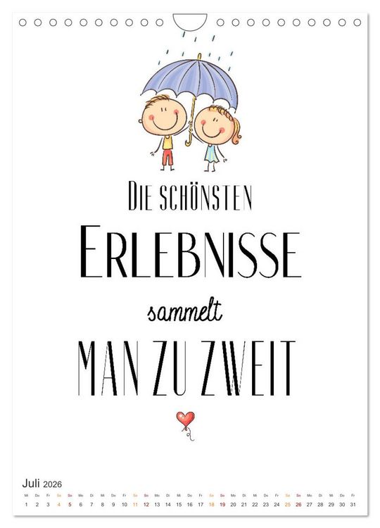Produktbild: Liebesspr&uuml;che (Wandkalender 2026 DIN A4 hoch), CALVENDO Monatskalender