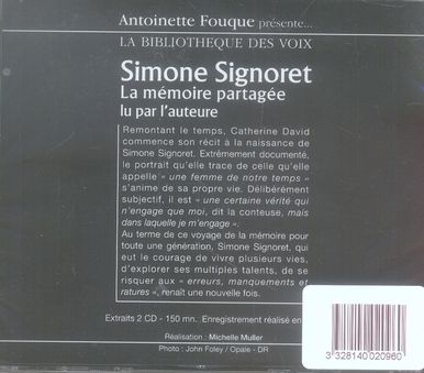 Produktbild: Simone Signoret: La m&eacute;moire partag&eacute;e