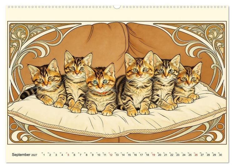 Produktbild: Zauberhafte Jugendstil-Katzen (Wandkalender 2027 DIN A2 quer), CALVENDO Monatskalender