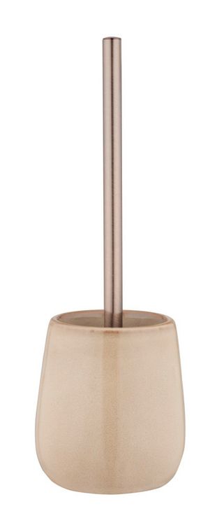Produktbild: WC-Garnitur Mod. Sirmione, beige, keramik, edelstahl, 40x10.5 cm, mit schwarzem B&uuml;rstenkopf