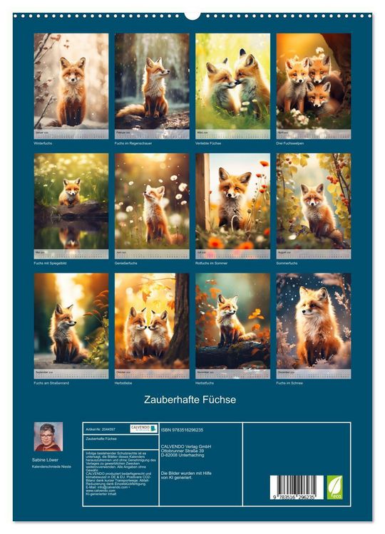 Produktbild: Zauberhafte F&uuml;chse (hochwertiger Premium Wandkalender 2026 DIN A2 hoch), Kunstdruck in Hochglanz