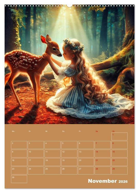 Produktbild: K&ouml;nigliche Momente - Kleine Prinzessin im M&auml;rchenwald (hochwertiger Premium Wandkalender 2026 DIN A2 hoch), Kunstdruck in Hochglanz