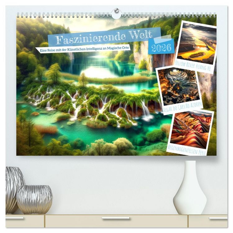 Produktbild: Faszinierende Welt: Eine Reise mit der K&uuml;nstlichen Intelligenz an Magische Orte (hochwertiger Premium Wandkalender 2026 DIN A2 quer), Kunstdruck in Hochglanz
