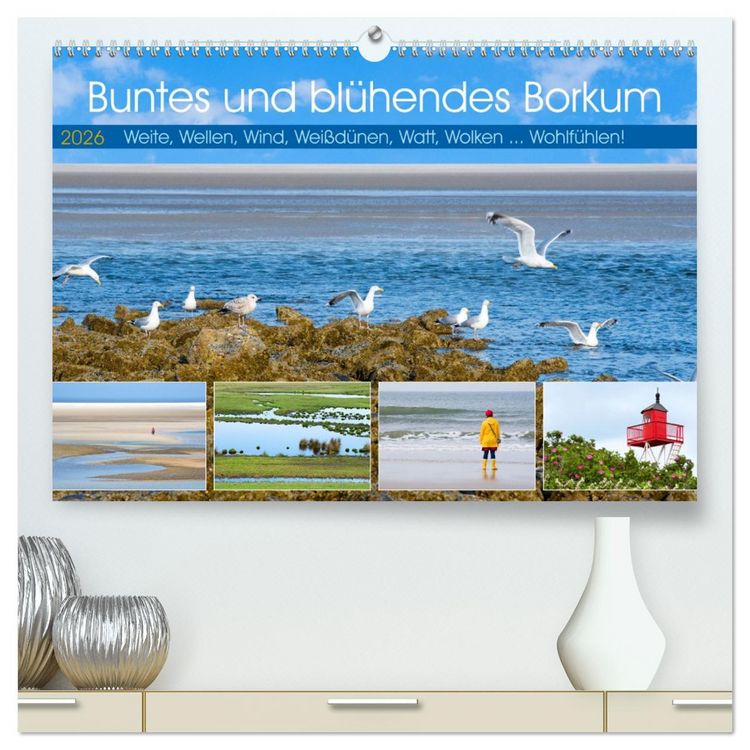 Produktbild: Buntes und bl&uuml;hendes Borkum (hochwertiger Premium Wandkalender 2026 DIN A2 quer), Kunstdruck in Hochglanz