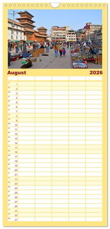 Produktbild: Familienplaner 2026 - Im Kathmandutal mit 5 Spalten (Wandkalender, 21 x 45 cm) CALVENDO