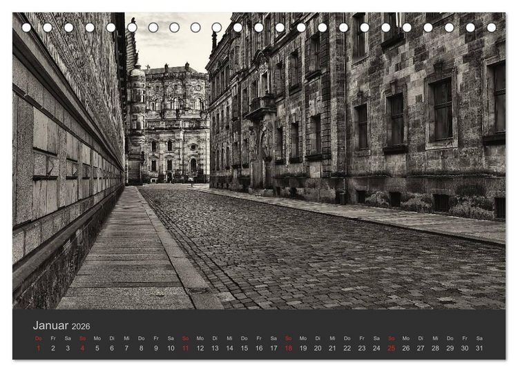 Produktbild: Dresden Schwarz Weiss 2026 (Tischkalender 2026 DIN A5 quer), CALVENDO Monatskalender