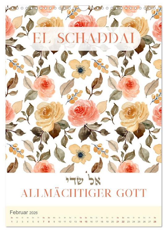 Produktbild: Hebr&auml;ische Namen Gottes aus der Torah (Wandkalender 2026 DIN A3 hoch), CALVENDO Monatskalender