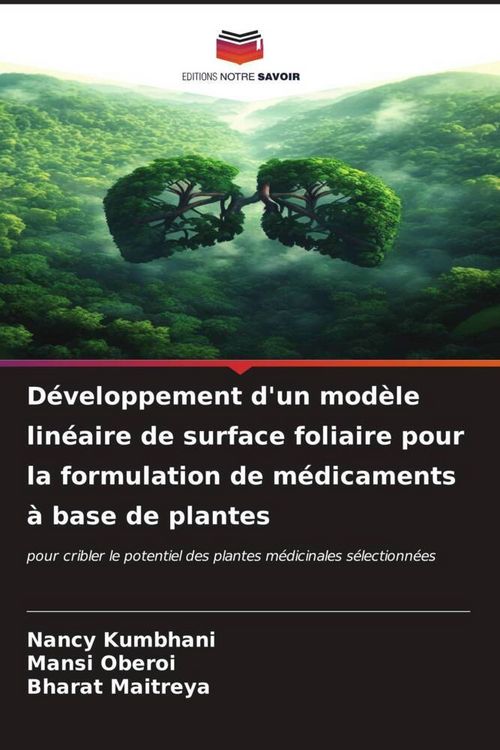Produktbild: D&eacute;veloppement d'un mod&egrave;le lin&eacute;aire de surface foliaire pour la formulation de m&eacute;dicaments &agrave; base de plantes